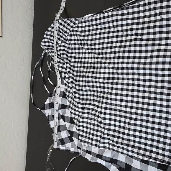 BP. Black White Mixed Check Gingham Sleeveless Wrap Dress Size Medium - Picture 13 of 14